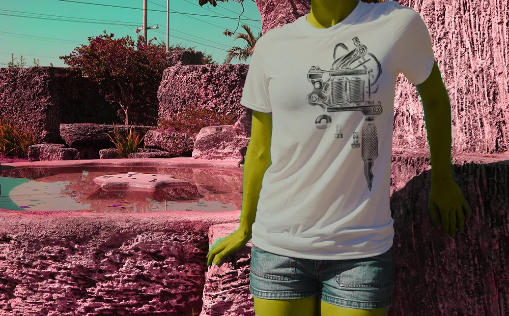 Haughtee Suave Jonesy 'Tattoo Machine' Permanent Ink Magnetic Coil Needle Fine Art Print Tee