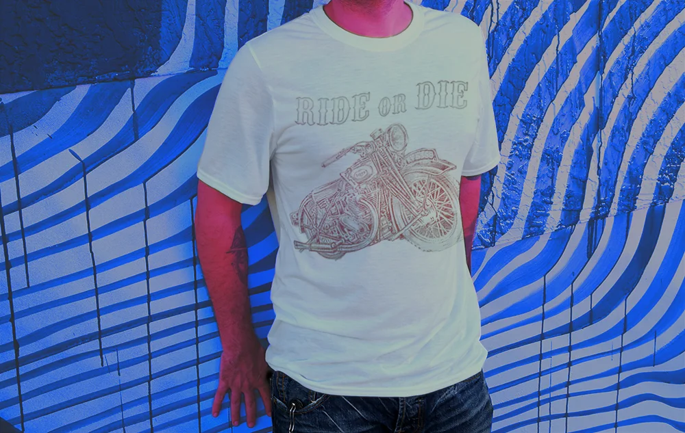 Haughtee Suave 'Ride or Die' Vintage Motorcycle Biker Gang Fine Art Print Tee