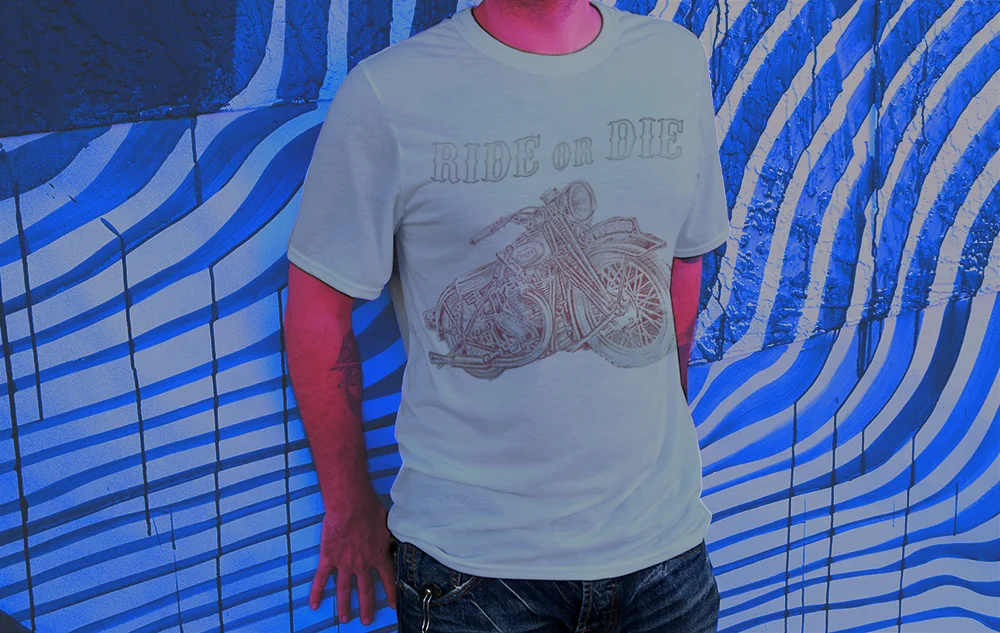 Haughtee Suave 'Ride or Die' Vintage Motorcycle Biker Gang Fine Art Print Tee