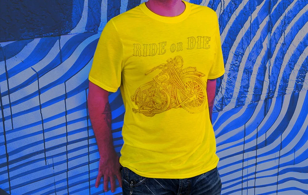 Haughtee Suave 'Ride or Die' Vintage Motorcycle Biker Gang Fine Art Print Tee