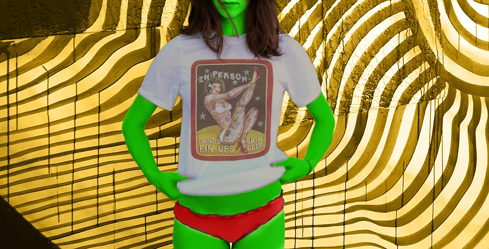 Haughtee Suave Painted Pinup Tattooed Lady Sideshow Fine Art Print Tee