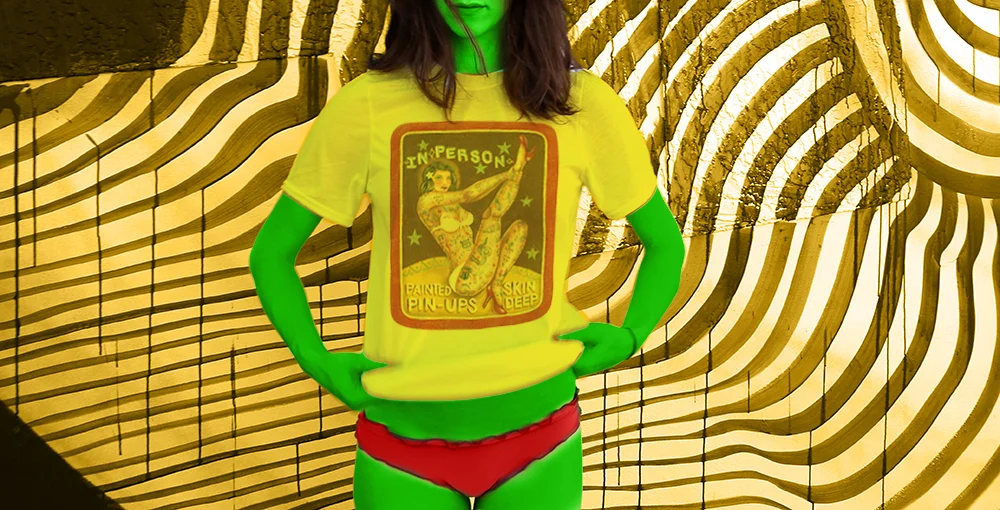 Haughtee Suave Painted Pinup Tattooed Lady Sideshow Fine Art Print Tee