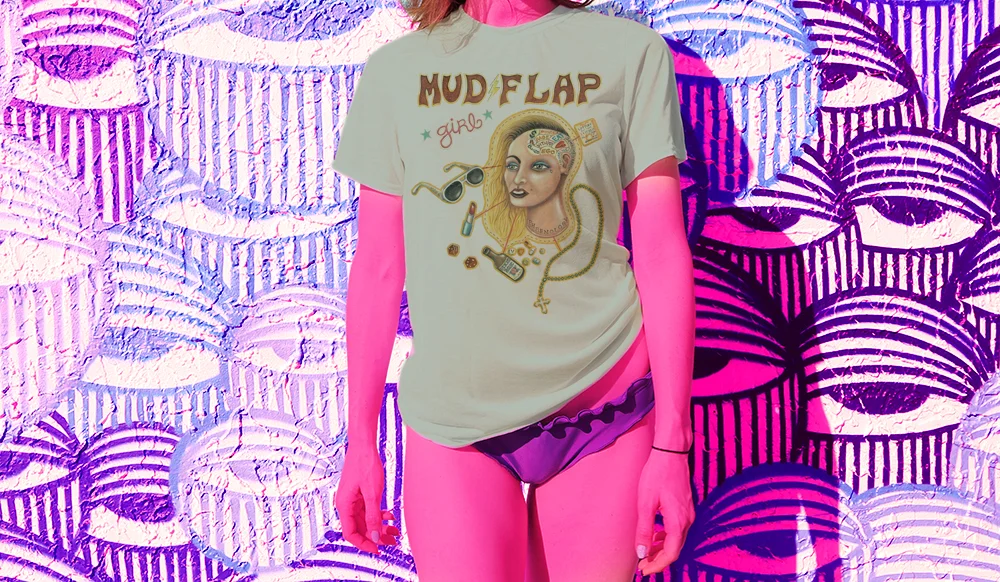 Haughtee Suave Mudflap X-Ray Pinup Portrait White Trash Daddy's Girl Fine Art Print Tee