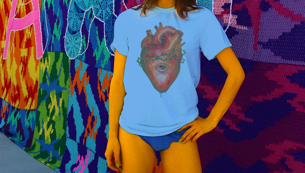 Haughtee Suave 'el Corazon" Open Heart Love Pump Fine Art Print Tee