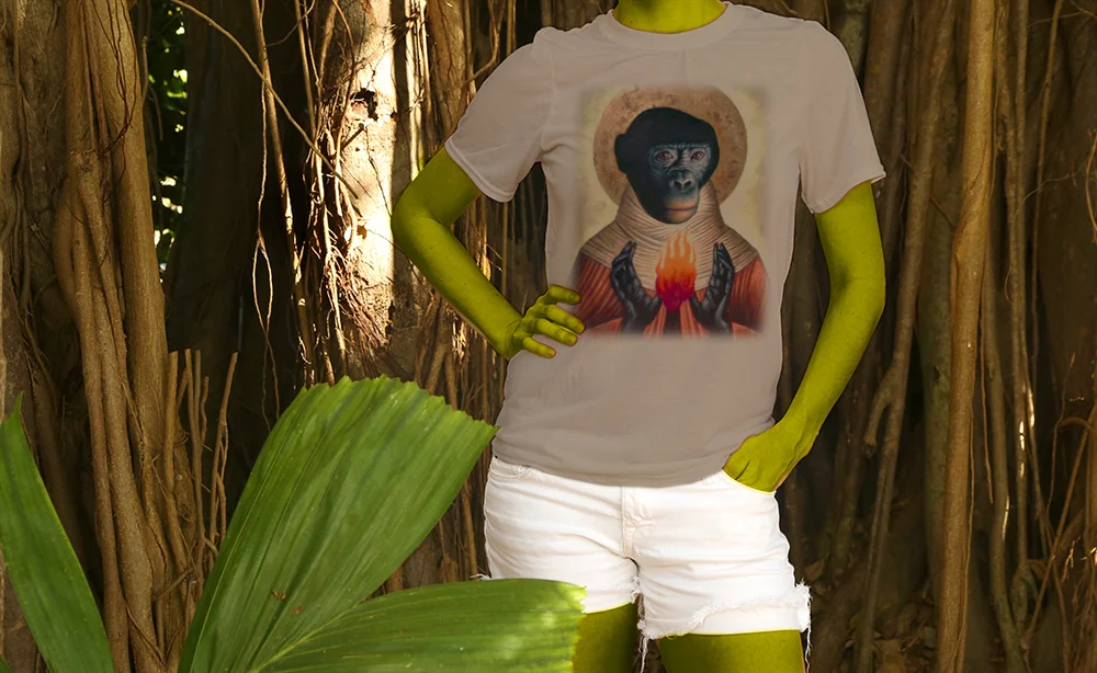 Haughtee Suave 'Soul of Fire' Mysterious Monkey Fine Art Print Tee