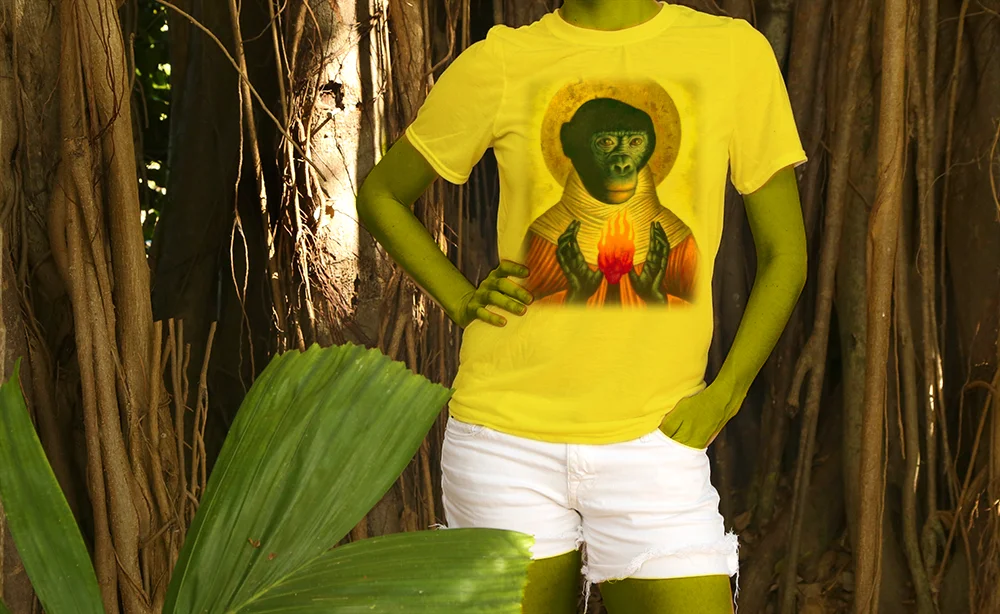 Haughtee Suave 'Soul of Fire' Mysterious Monkey Fine Art Print Tee