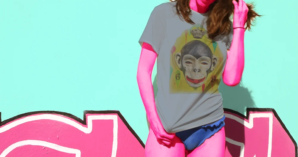Haughtee Suave 'Seventh Heaven' Lucky Monkey Fine Art Print Tee