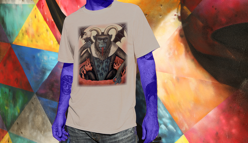 Haughtee Suave 'Last Judgment' Devil monkey Fine Art Print Tee