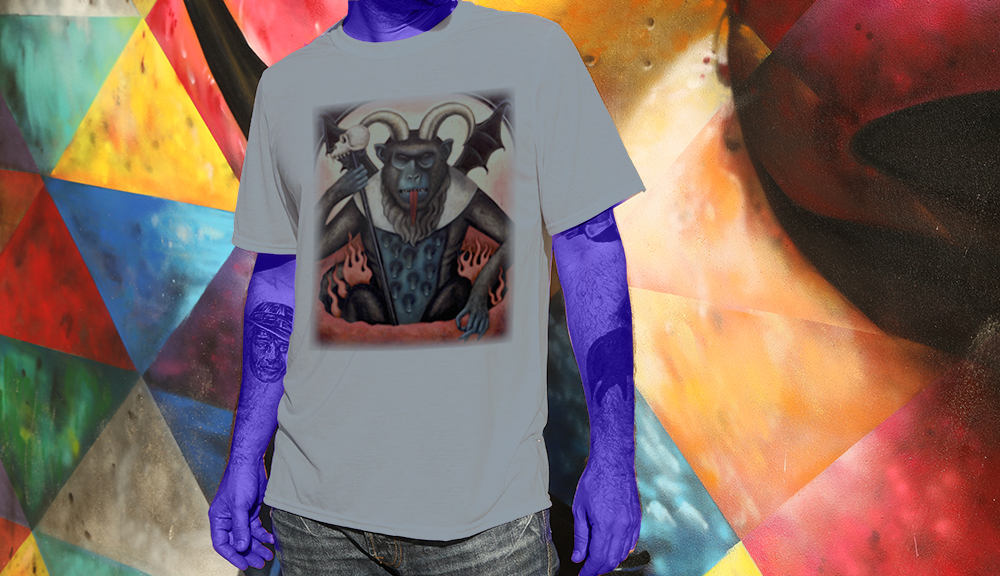 Haughtee Suave 'Last Judgment' Devil monkey Fine Art Print Tee
