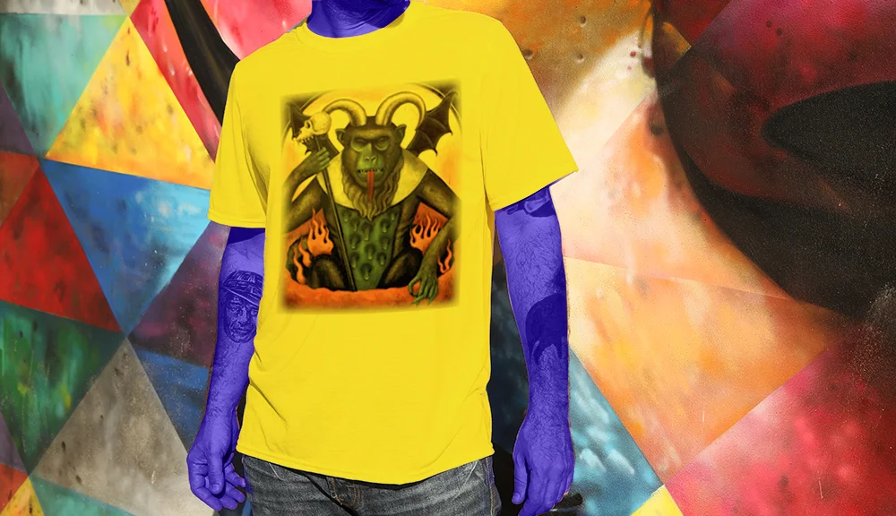 Haughtee Suave 'Last Judgment' Devil monkey Fine Art Print Tee