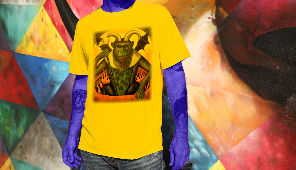 Haughtee Suave 'Last Judgment' Devil monkey Fine Art Print Tee