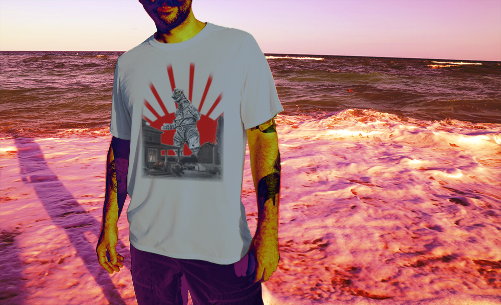 Haughtee Suave 'Mecha Godzilla' Monster Kaiju Fine Art Print Tee