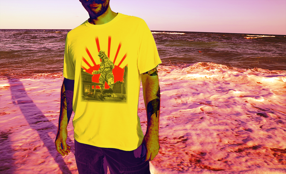 Haughtee Suave 'Mecha Godzilla' Monster Kaiju Fine Art Print Tee