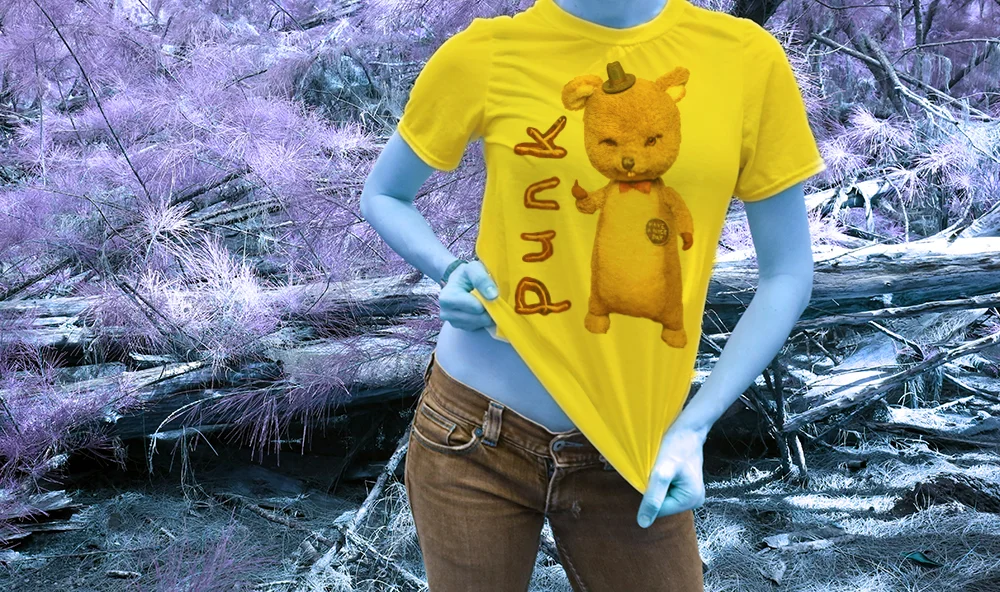 Haughtee Suave Punk Teddy bear Middle Finger Fine Art Print Tee