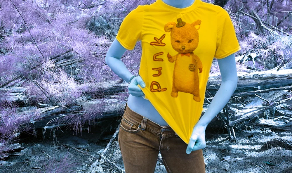 Haughtee Suave Punk Teddy bear Middle Finger Fine Art Print Tee