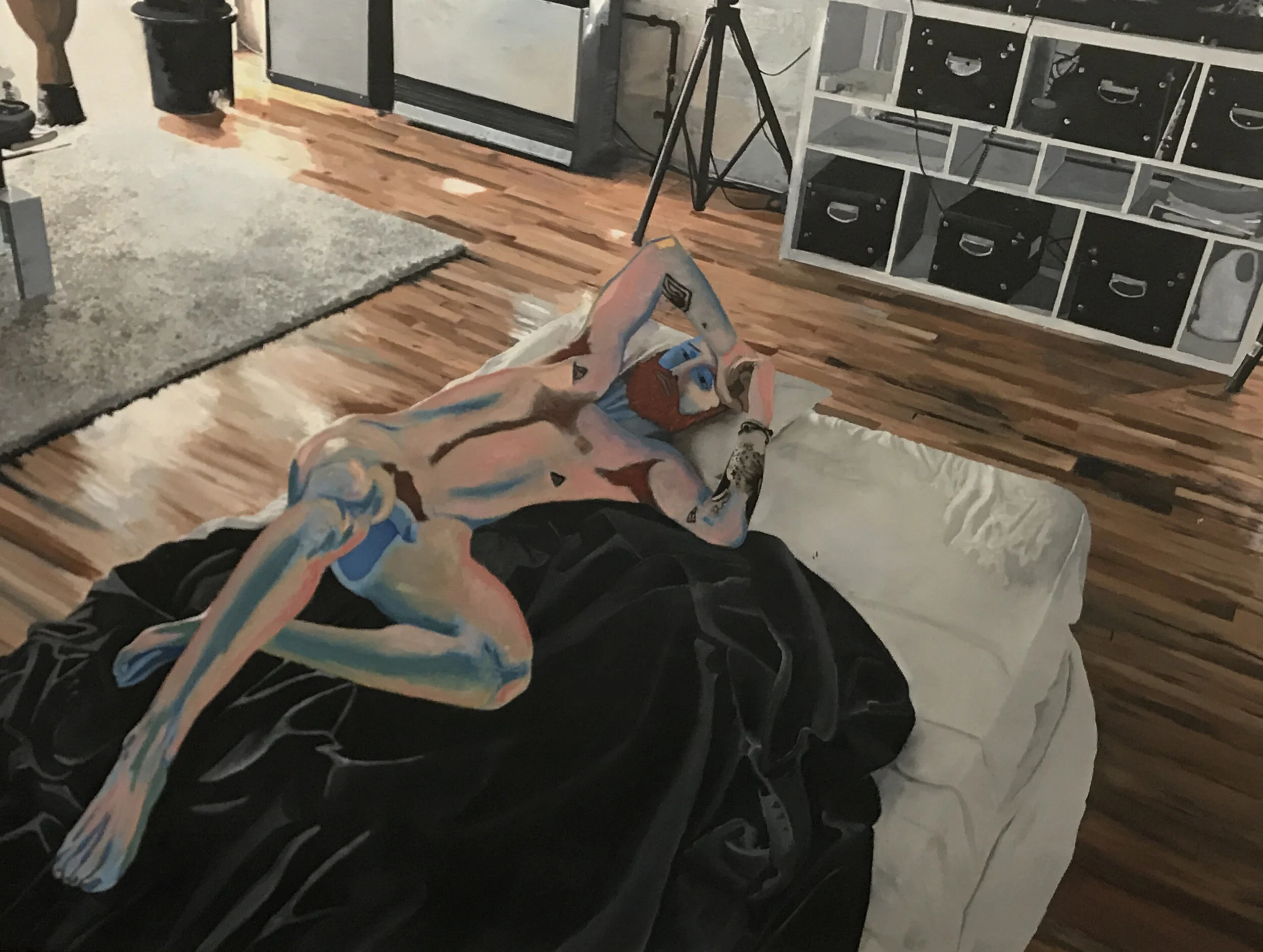 I ride bikes, (Vlad), Oil on canvas, 2019, 72" x 62"