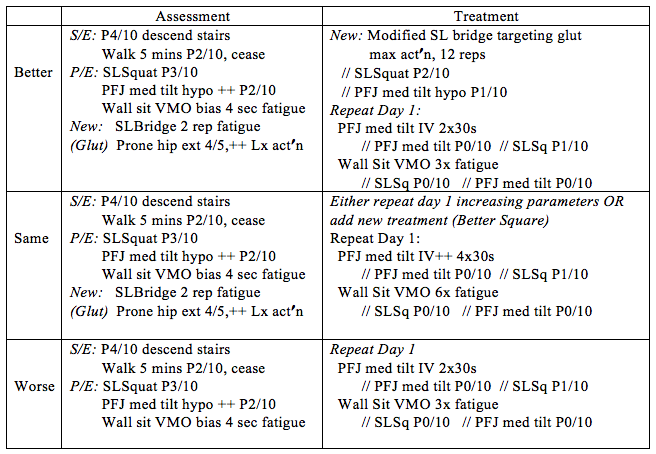 Day 2 Consultation of Patellofemoral Pain Patient.