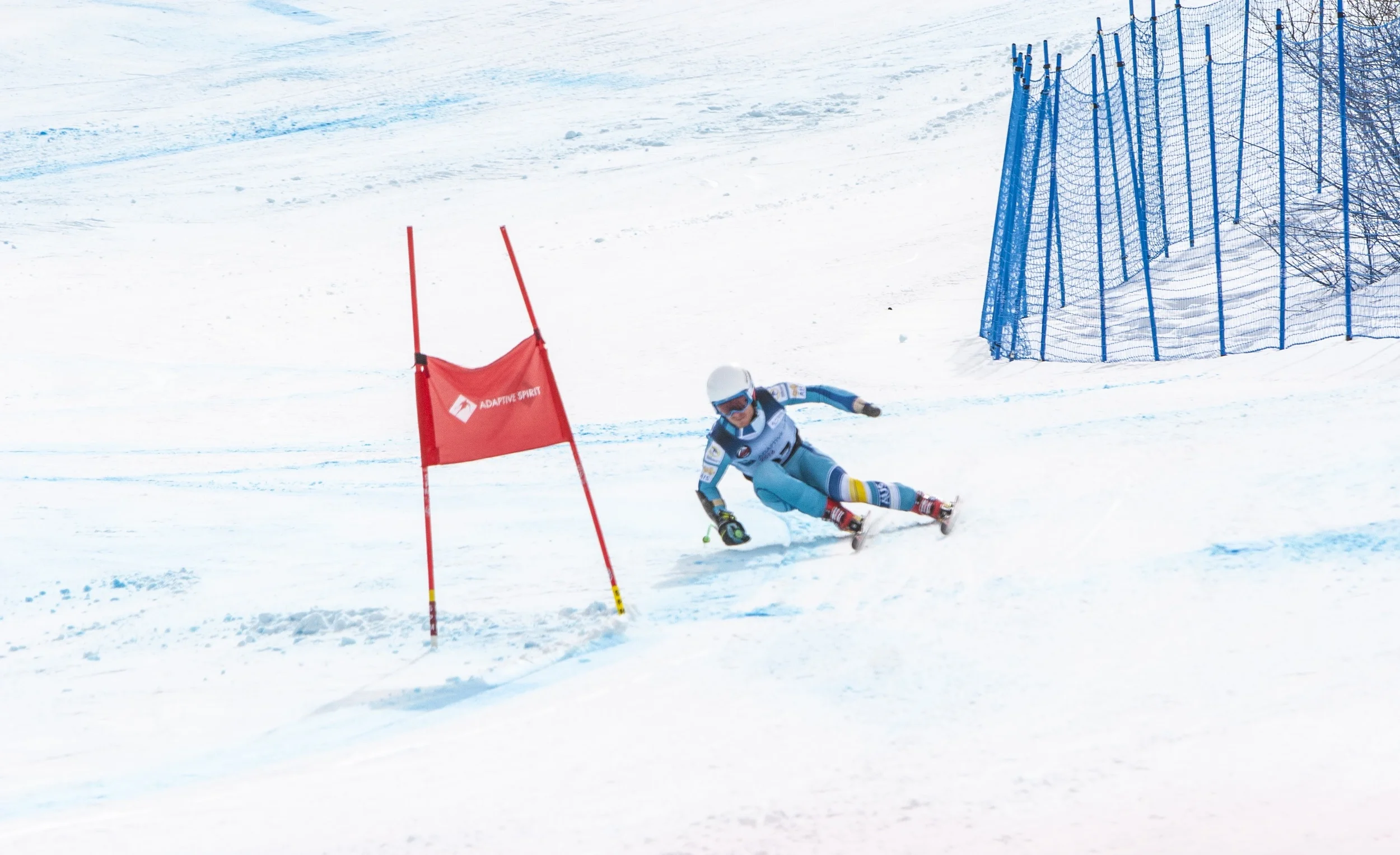 Photo of Mitch competing in the Super-G final at Aspen. Photo credit to Bryan Myss