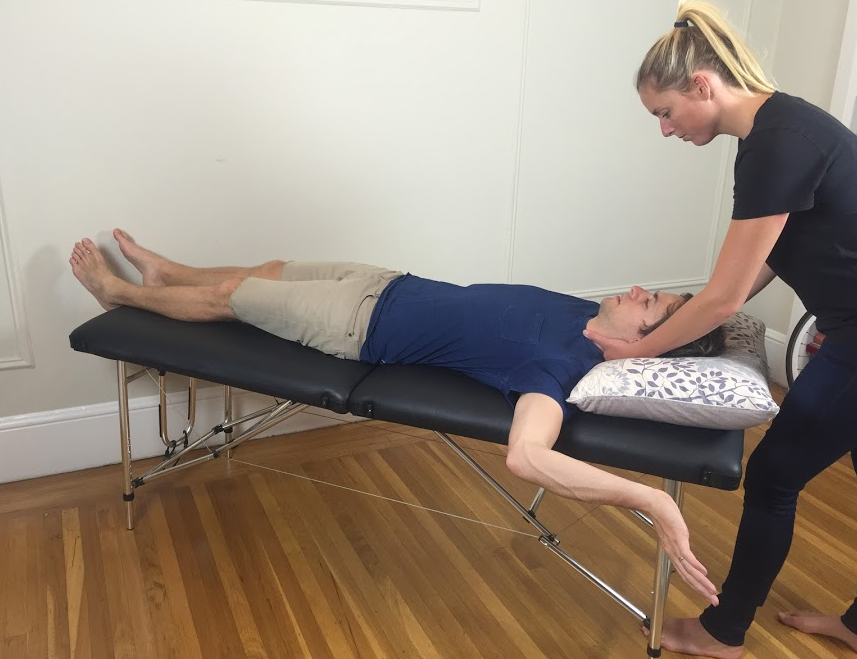 Cervical spine in neutral with elbow flexion