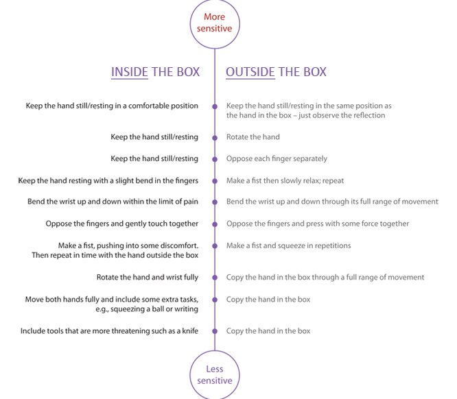 Mirror box therapy progressions. Image courtesy of Google Images