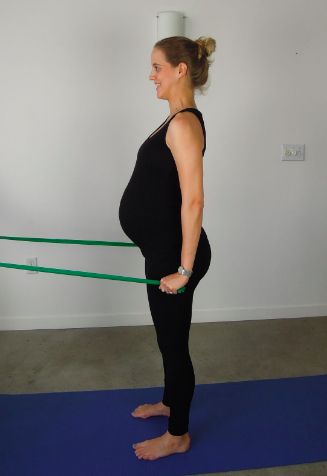 Standing theraband lat pull +- squat