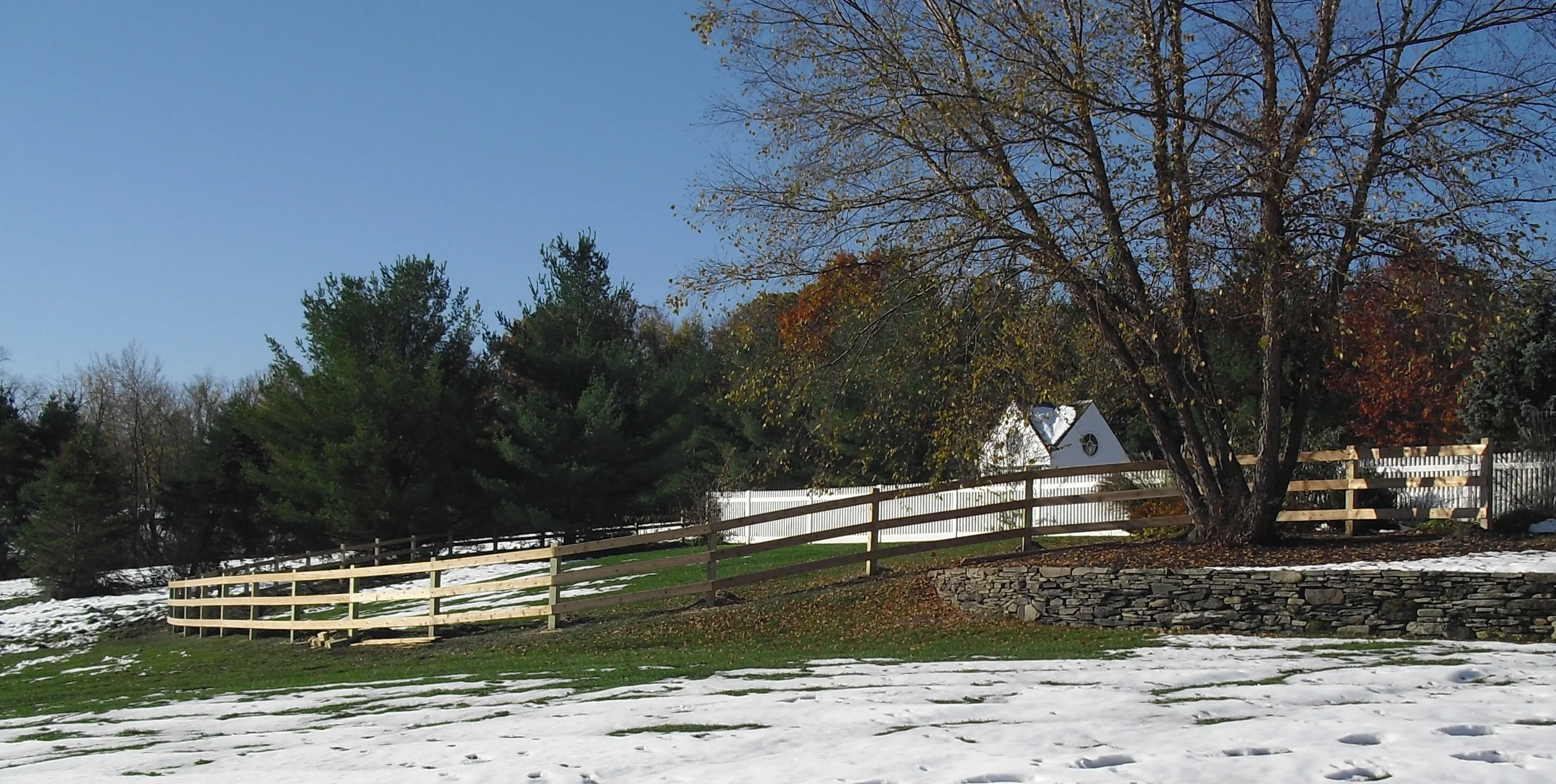 New wood fence being installed
