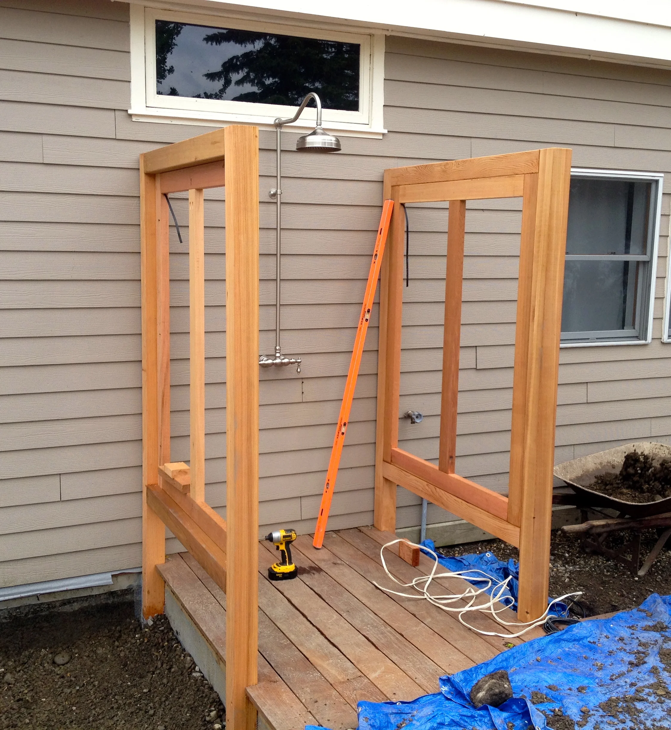 The new shower getting built