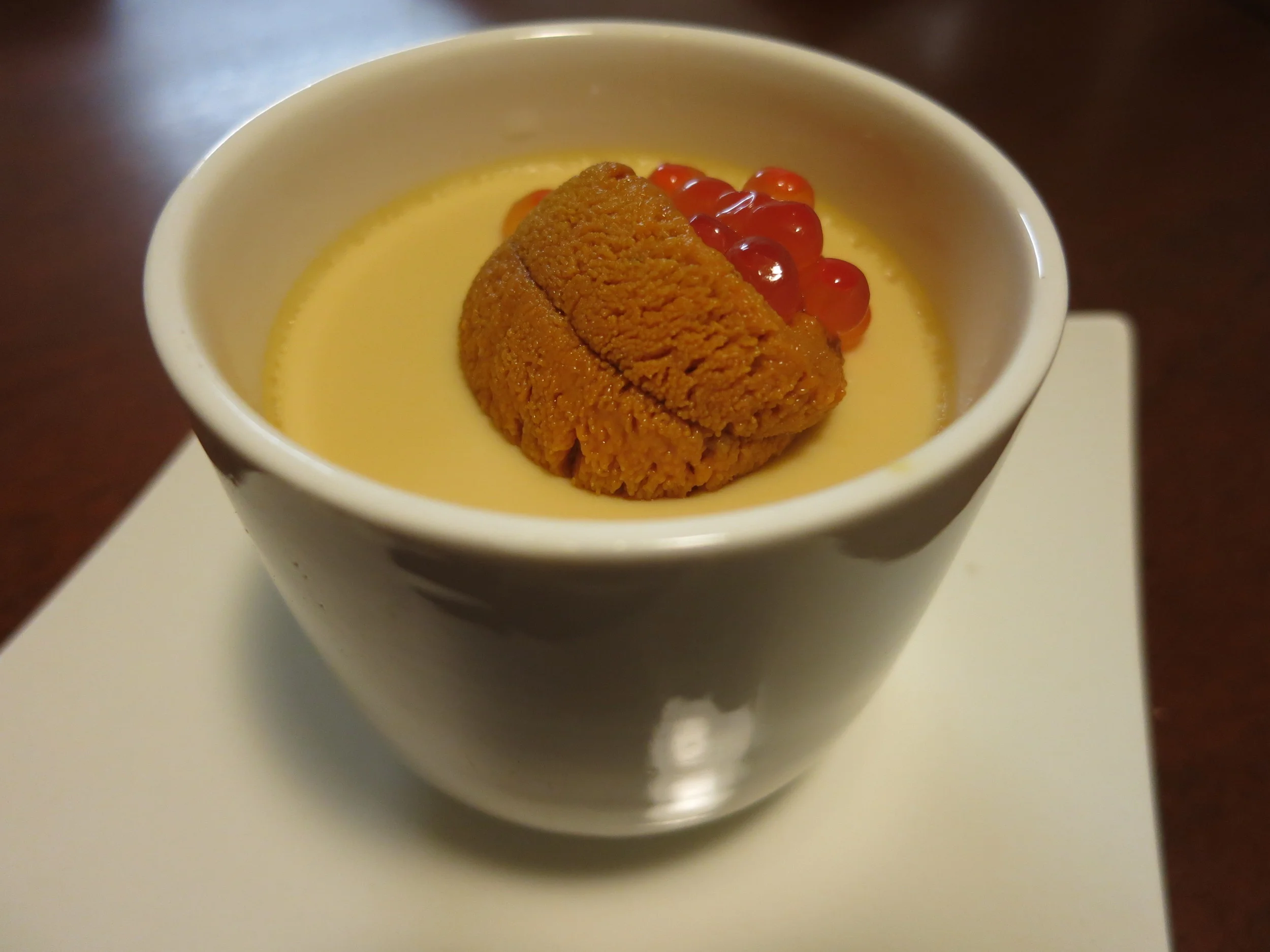 Sea Urchin Chawanmushi topped with Salmon Roe