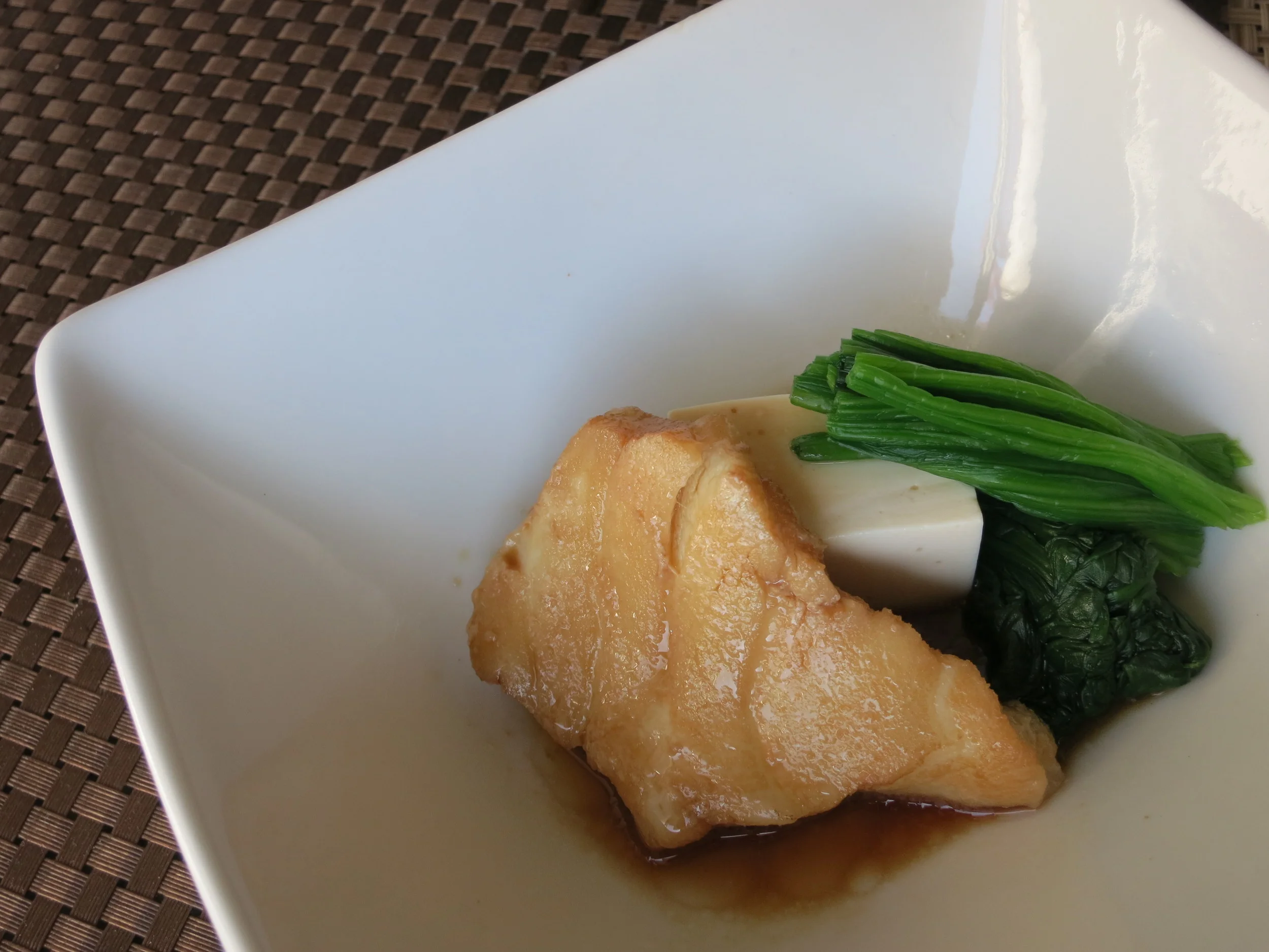 Chilean Seabass simmered in sweet soy broth