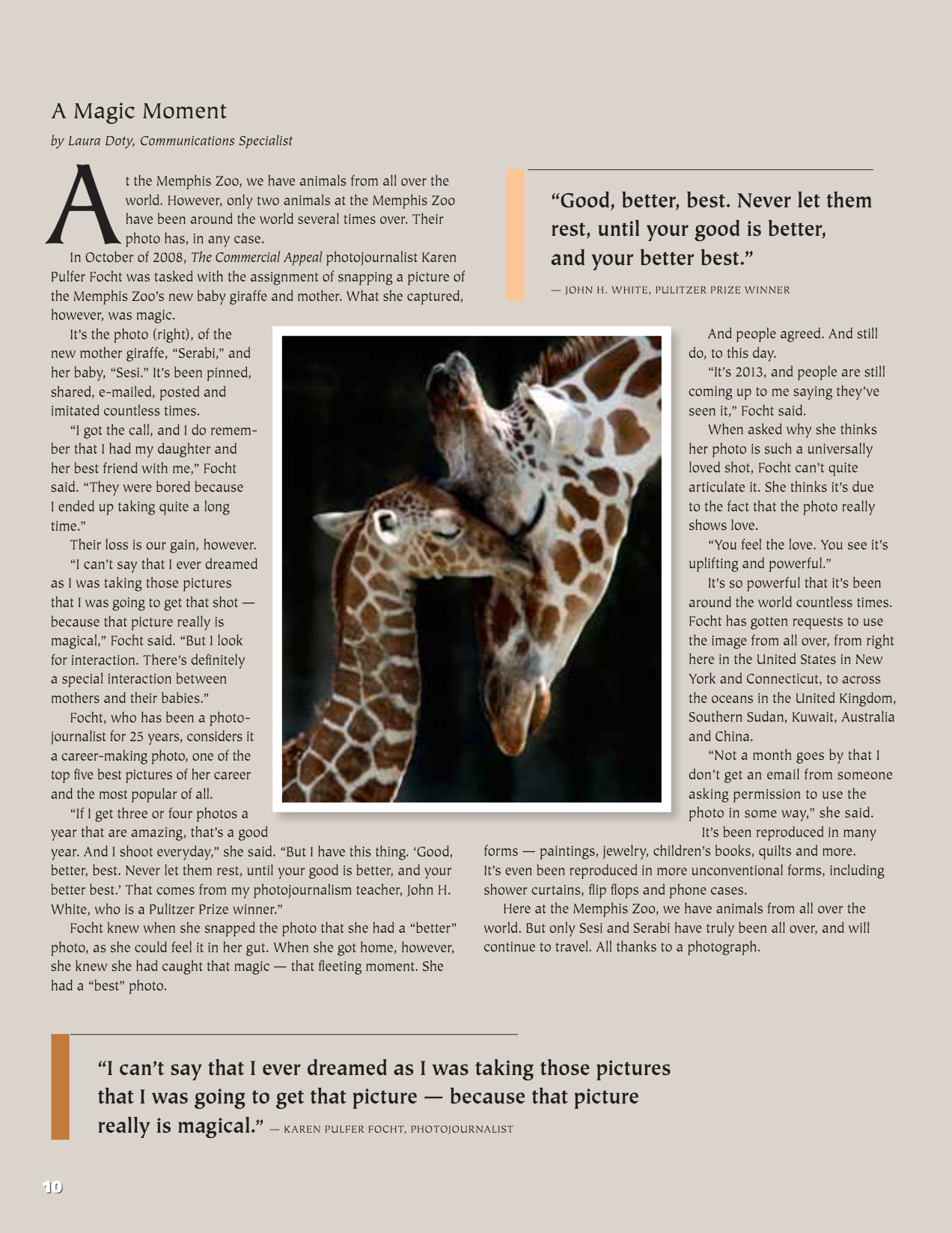 This article appeared in the Memphis Zoo magazine.