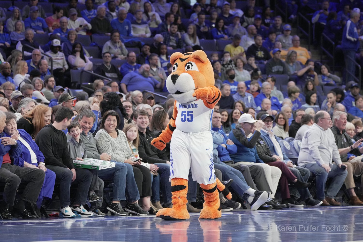MEMPHIS, TN - MARCH 01: Memphis Tigers mascot Pouncer waives to