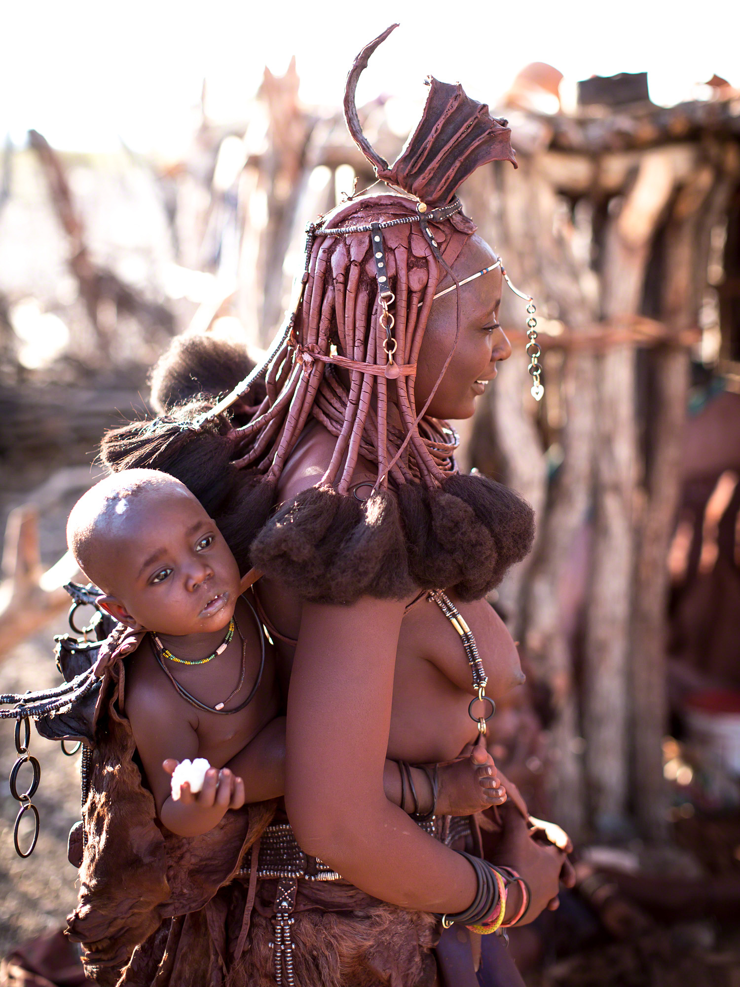 Himba mother and child, Epupa Falls, Namibia