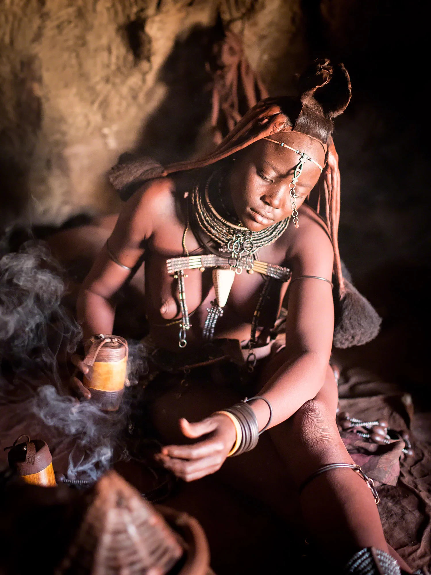 Himba ritual, Epupa Falls, Namibia