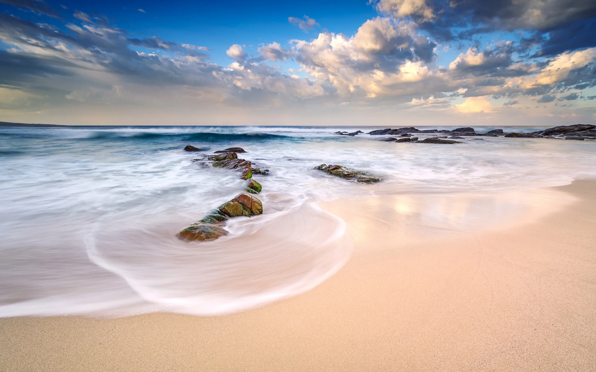 Beautiful morning light over Honeycombes beach.