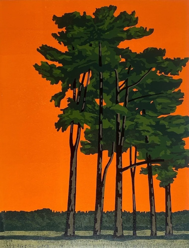 Hogg Trees Under an Orange Sky Linocut.jpg
