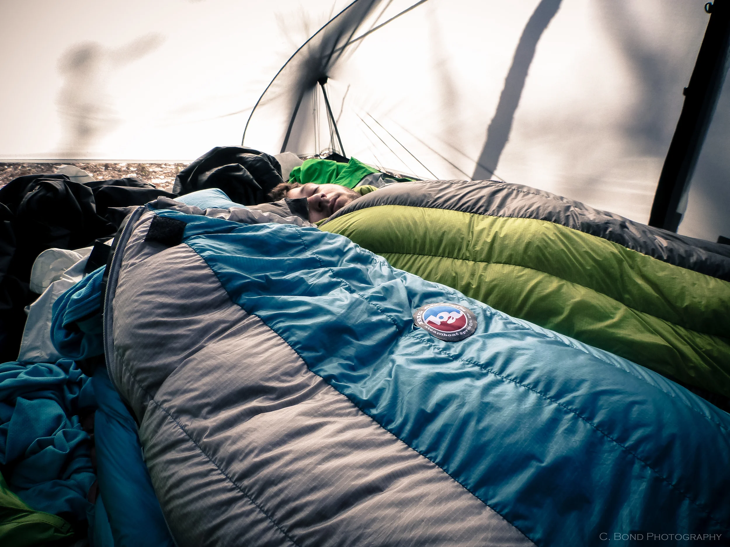 We all had Big Agnes Sleeping Bags and Pads. The bags were awesome, the pads... not so great.