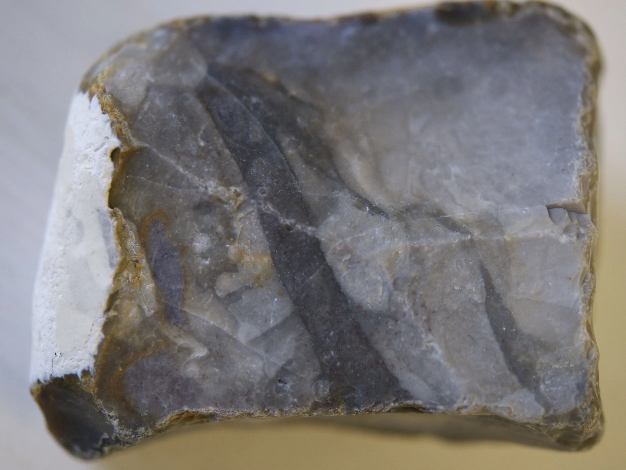 The "inside" of a piece of flint. 