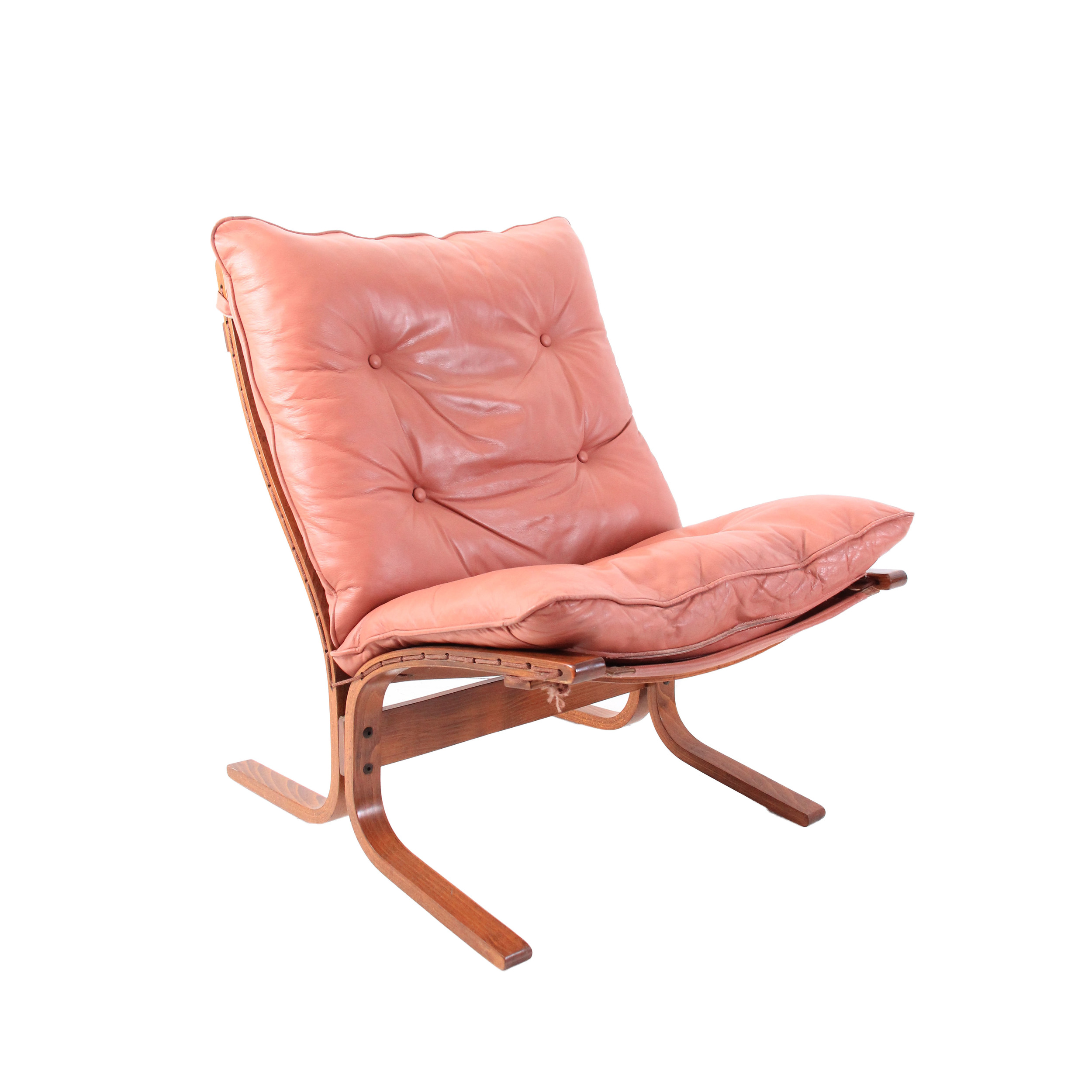 Vintage Pink Westnofa Leather Lounge Chair