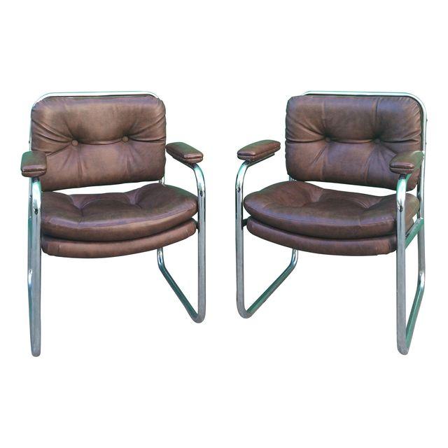 Vintage Leather and Chrome Chairs
