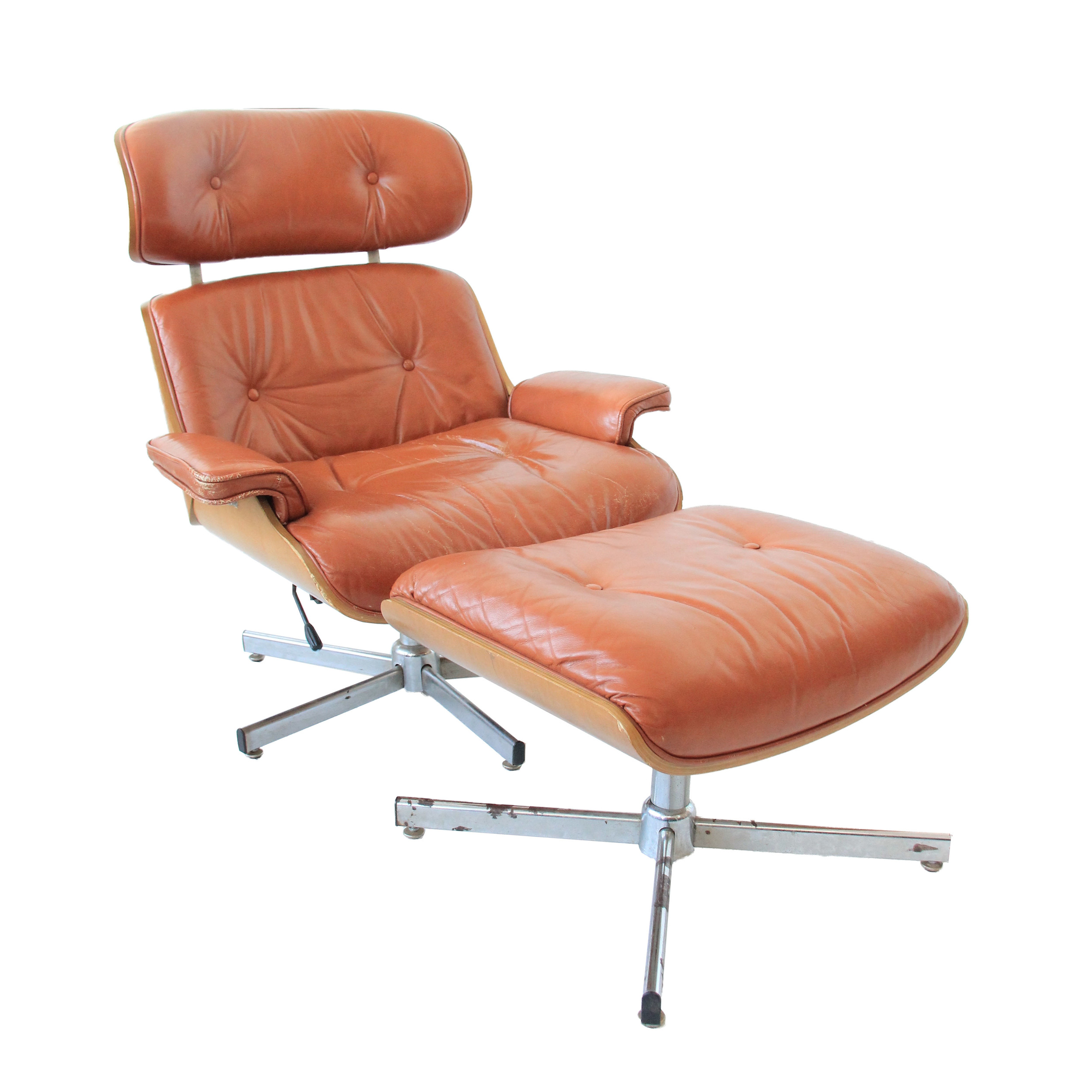 Vintage Mid Century Modern Eames Lounge Chair and Ottoman