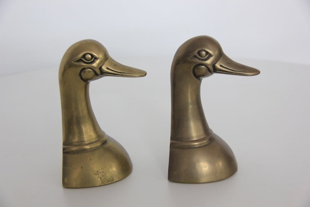 Duck Book Ends solid Brass Vintage Mid Century Modern Nautical Paperweights Pair .......... RustedLoveCo