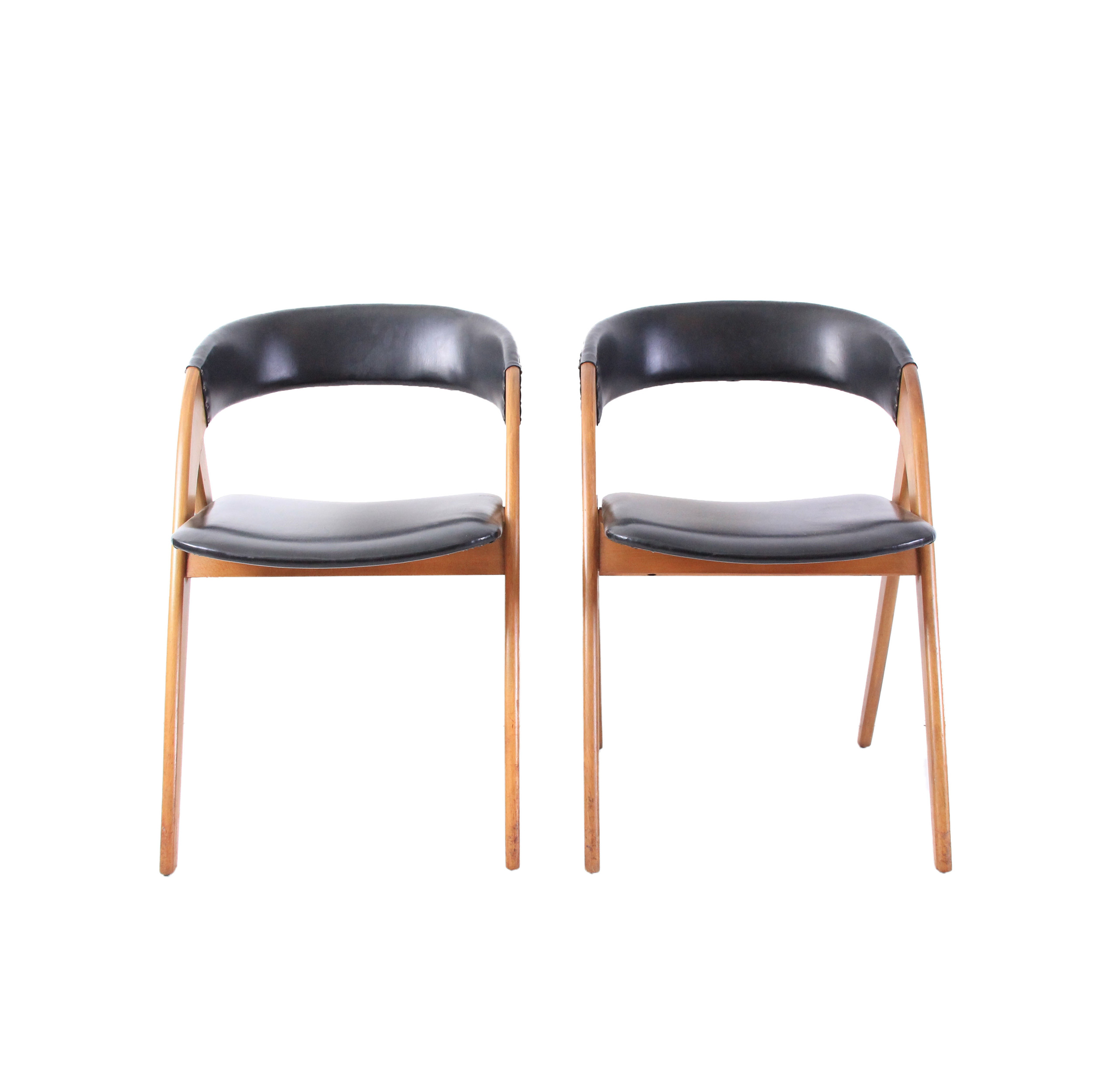 Vintage Mid Century Modern Danish Leather Chairs