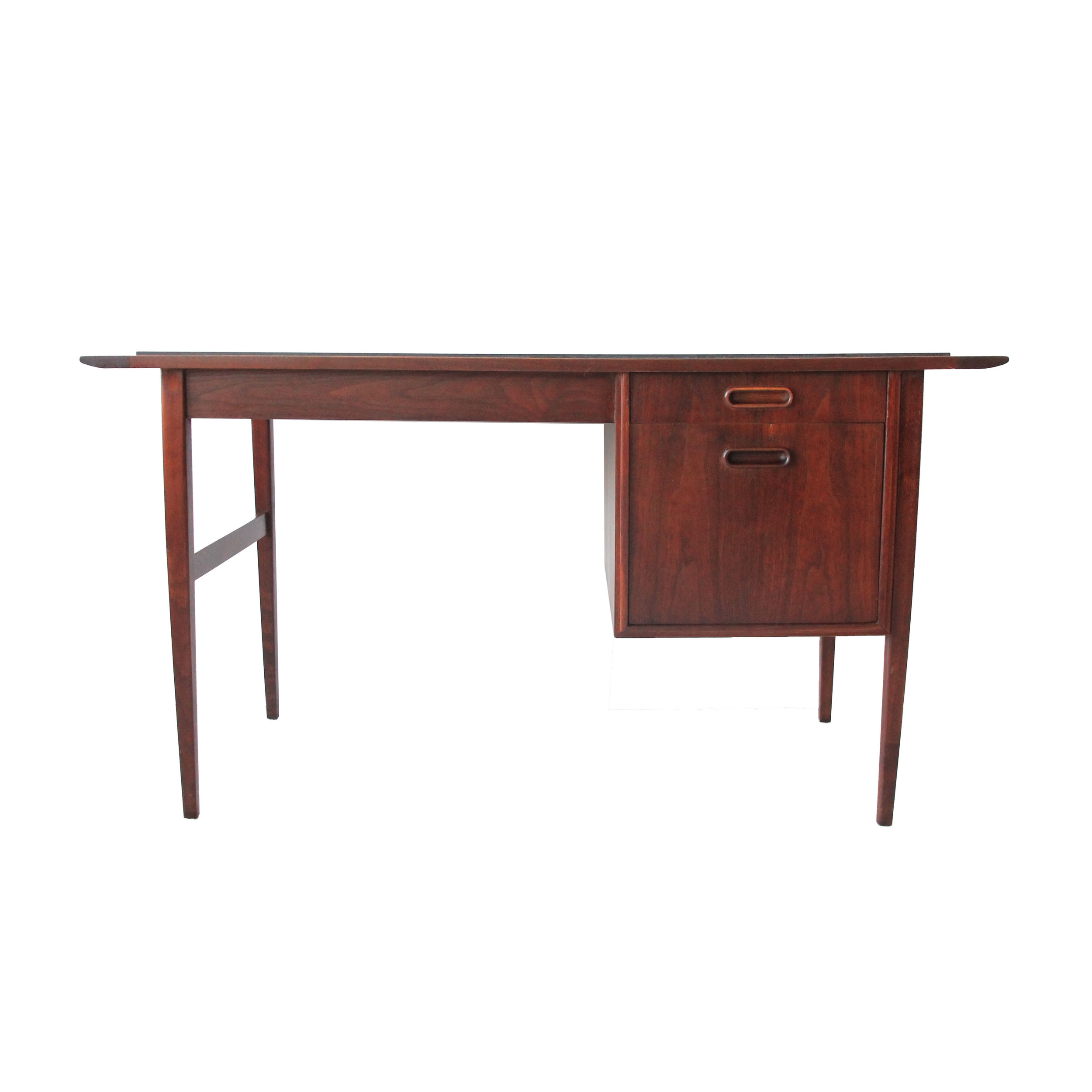 Vintage Mid Century Modern Teak Desk with Slate Top