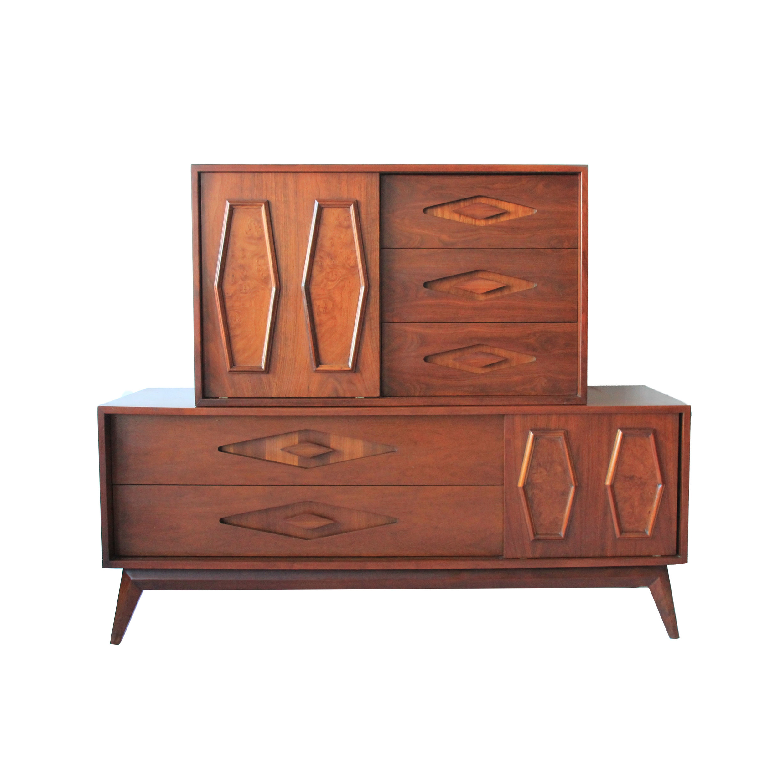 Vintage Mid Century Modern Highboy Gentleman's Dresser