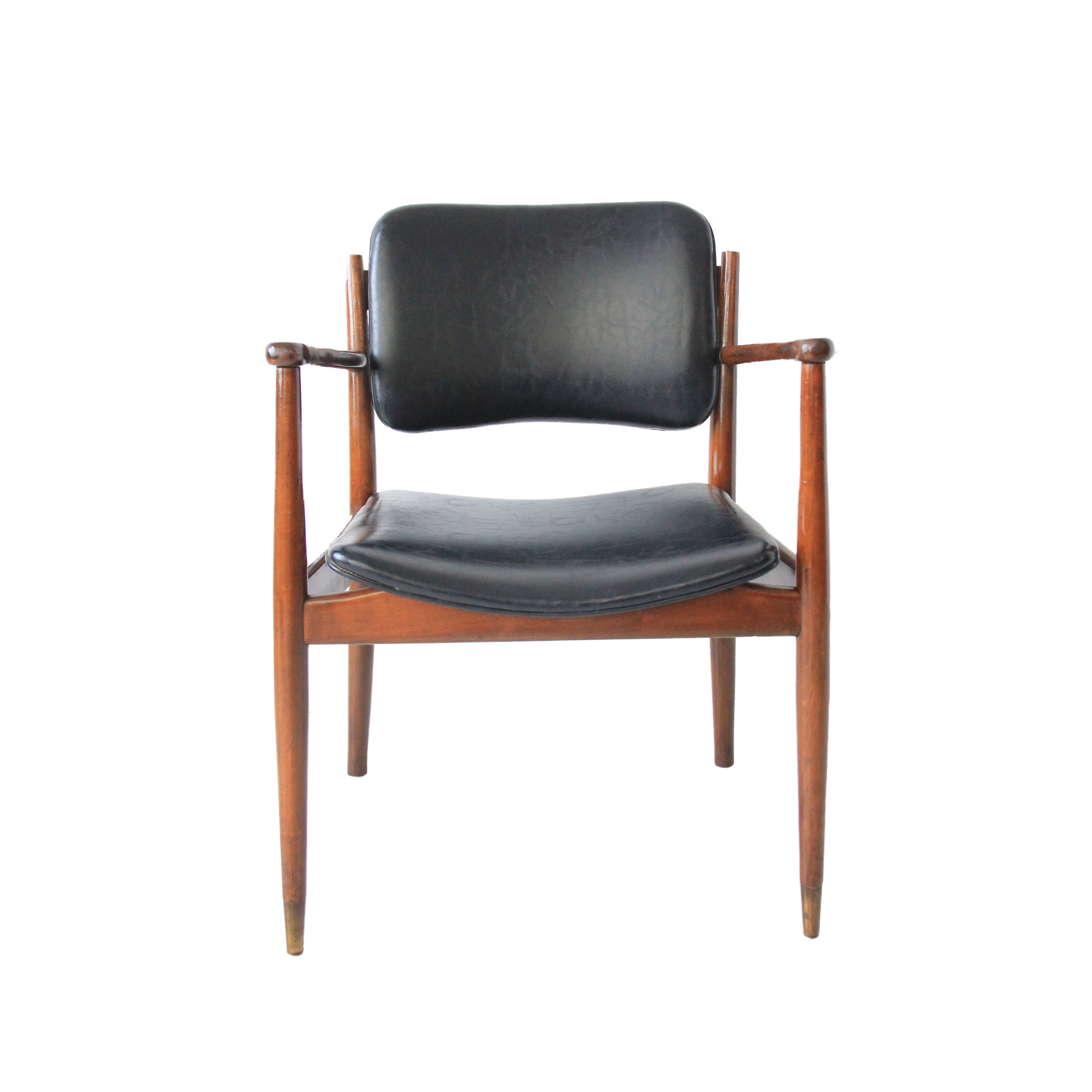 Vintage Mid Century Modern Black Leather Chair