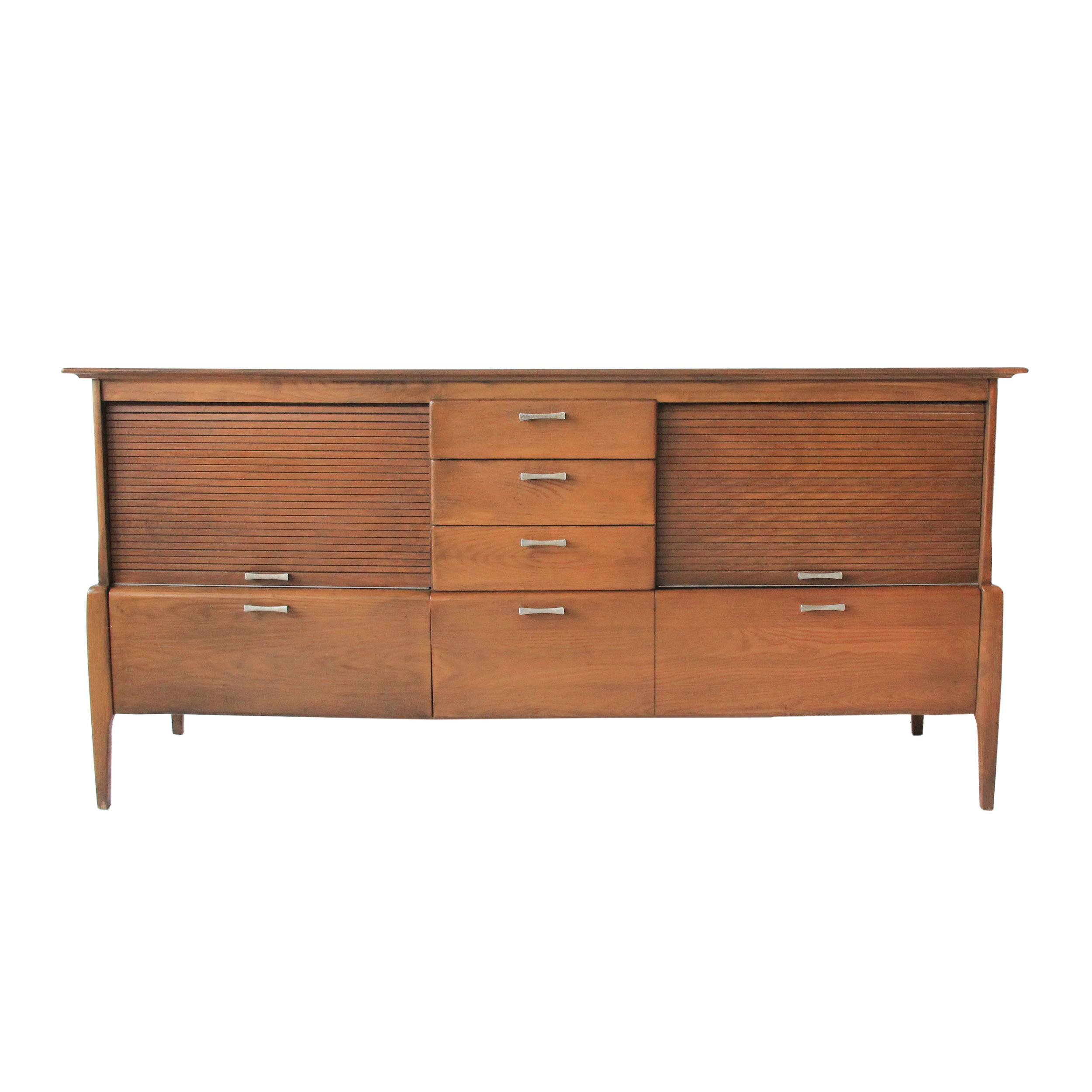 Vintage Mid Century Modern Credenza with Rolling Doors