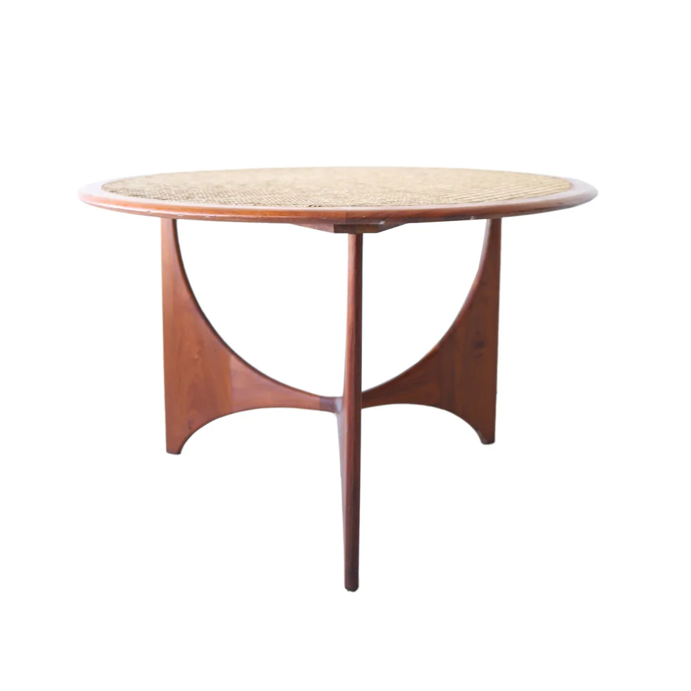 Products 5 Vintage Mid Century Modern Round Rattan And Walnut Dining Table At 1st Sight