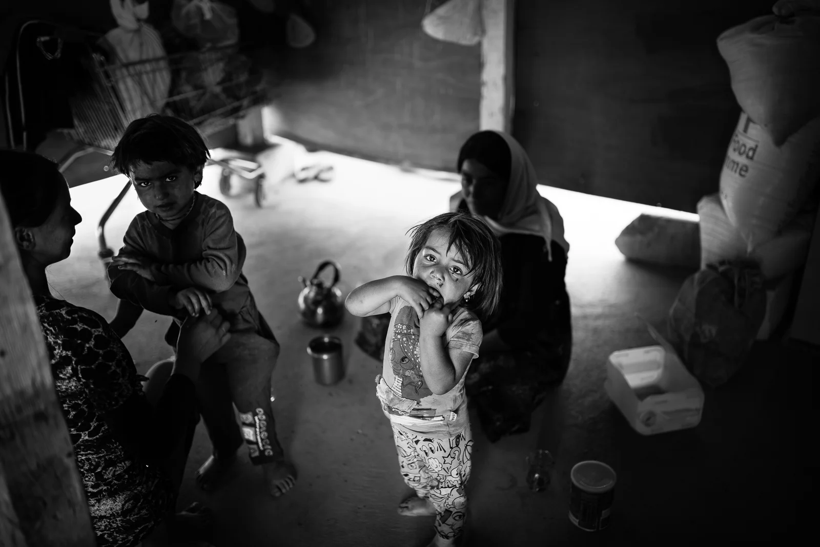 Inside a small house in a mini-camp (with only 2/3 families) in Erbil