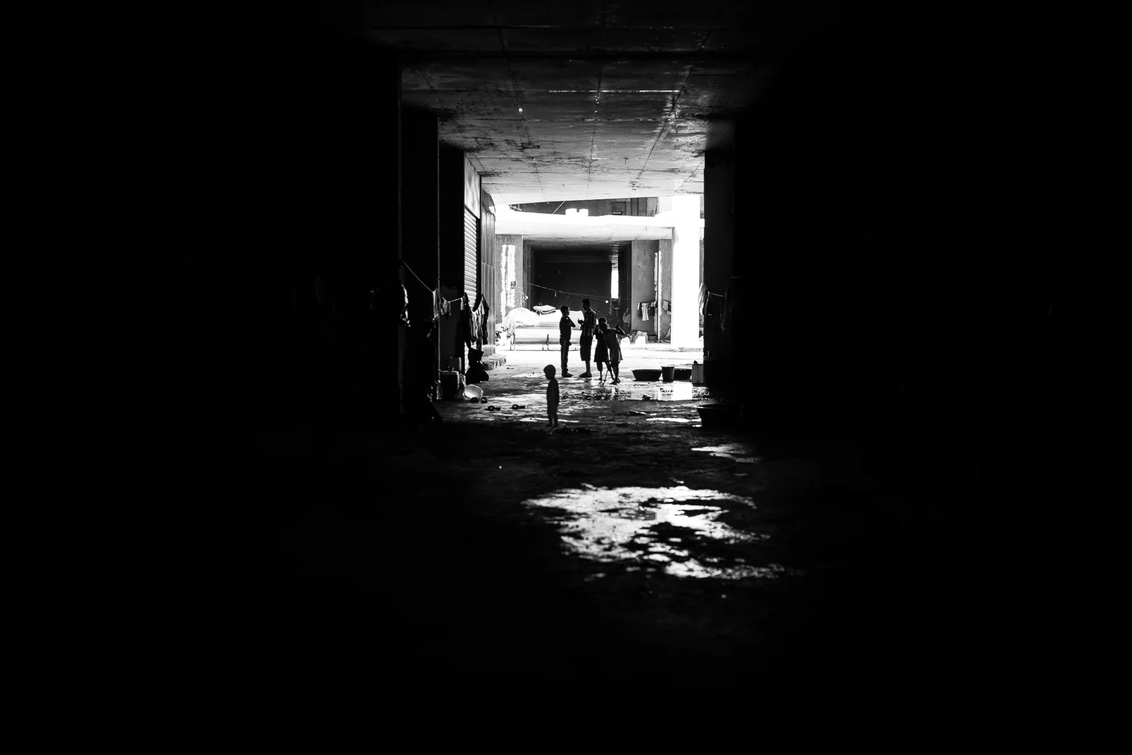 Children inside a building under construction in Zakho