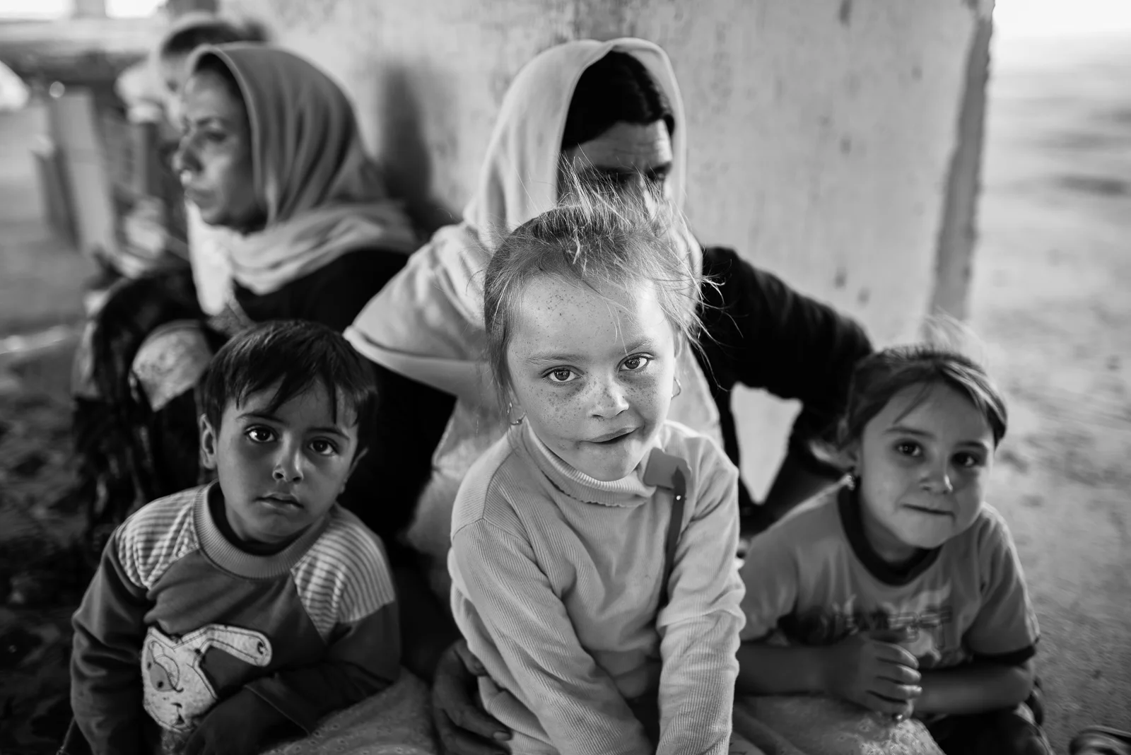 Children inside a building under construction in Zakho